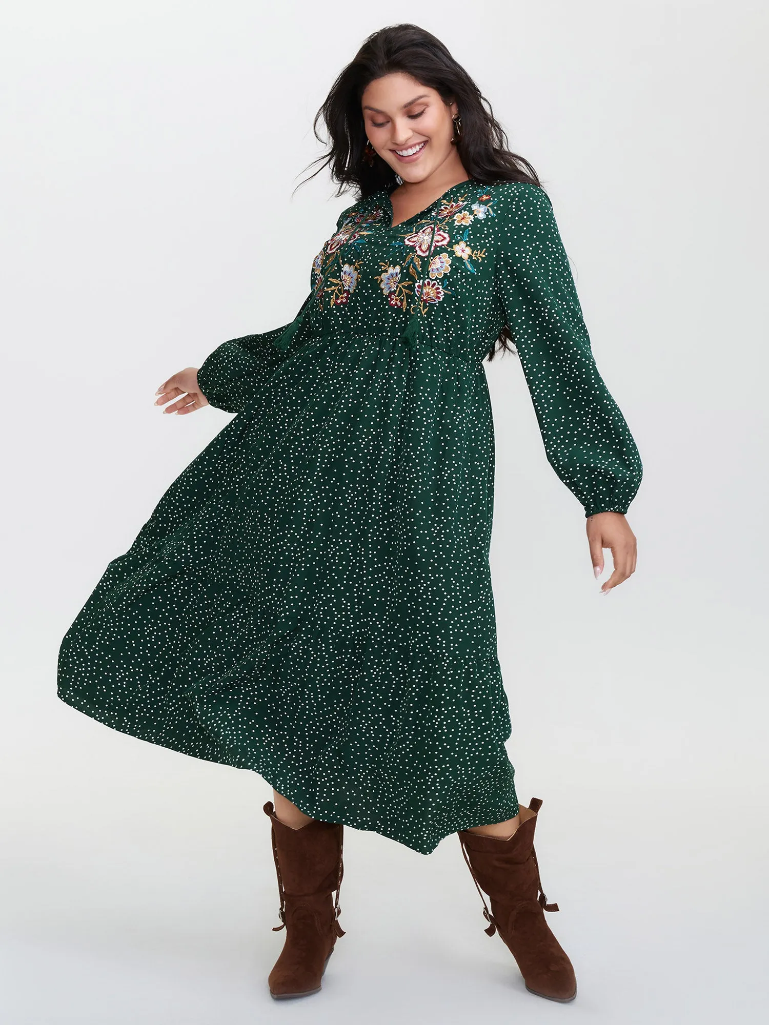 Floral Embroidery Tassels Maxi Dress sold by Bloomchic