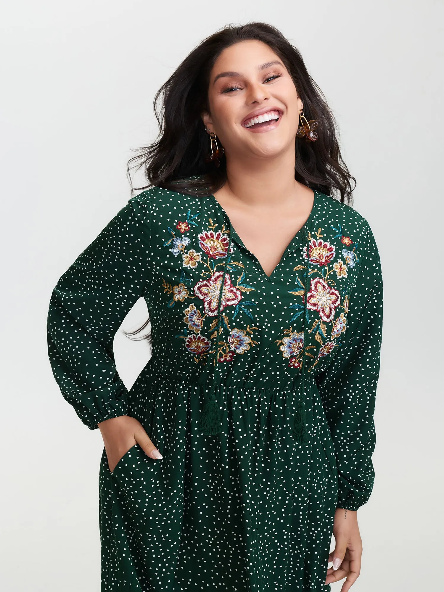 Floral Embroidery Tassels Maxi Dress sold by Bloomchic product image thumbnail 2