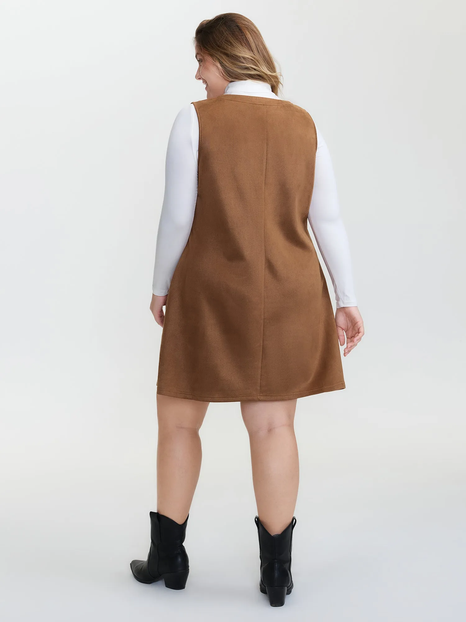 Suede Striped Toothpick Pleats Mini Dress sold by Bloomchic product image thumbnail 5