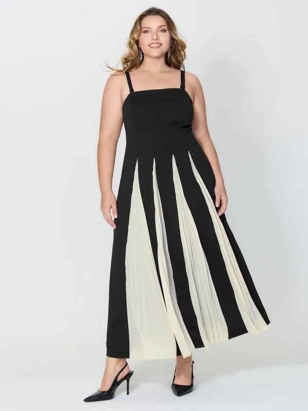Stripes Color Contrast Detachable Straps Maxi Dress sold by Bloomchic