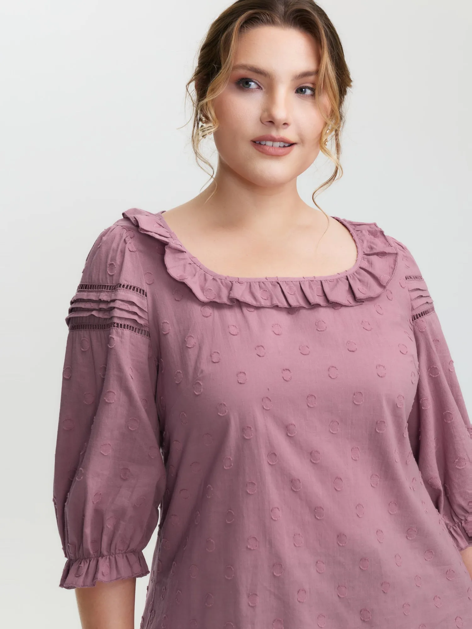 Cotton Textured Jacquard Puffy Sleeve Blouse sold by Bloomchic product image thumbnail 2