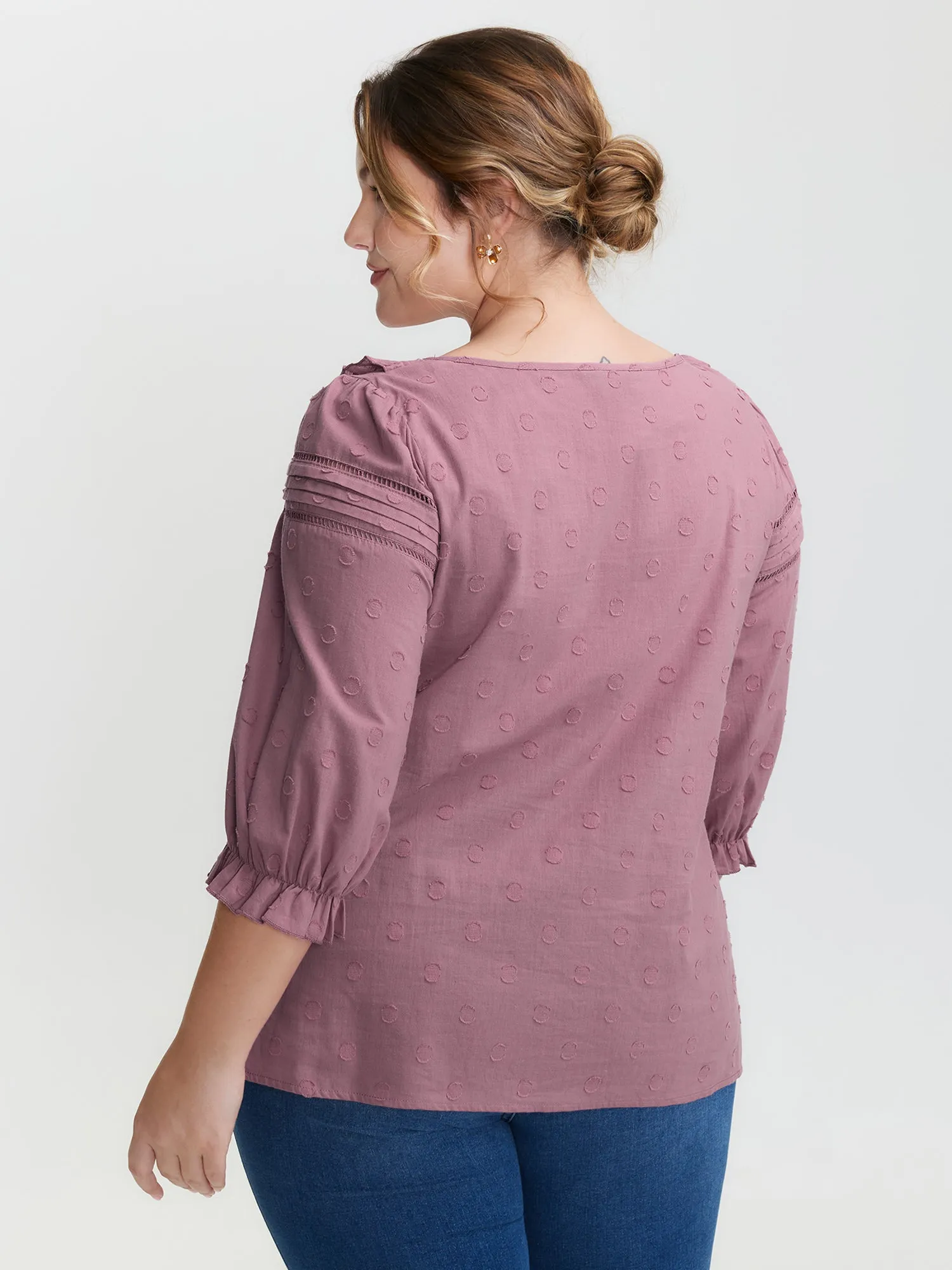 Cotton Textured Jacquard Puffy Sleeve Blouse sold by Bloomchic product image thumbnail 5