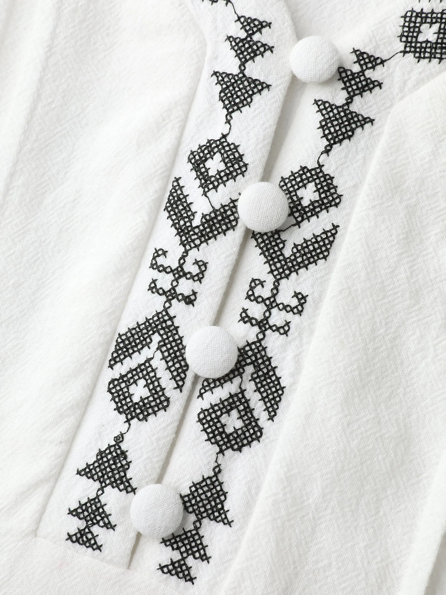 Cotton Boho Embroidery V-Neck Blouse sold by Bloomchic product image thumbnail 5