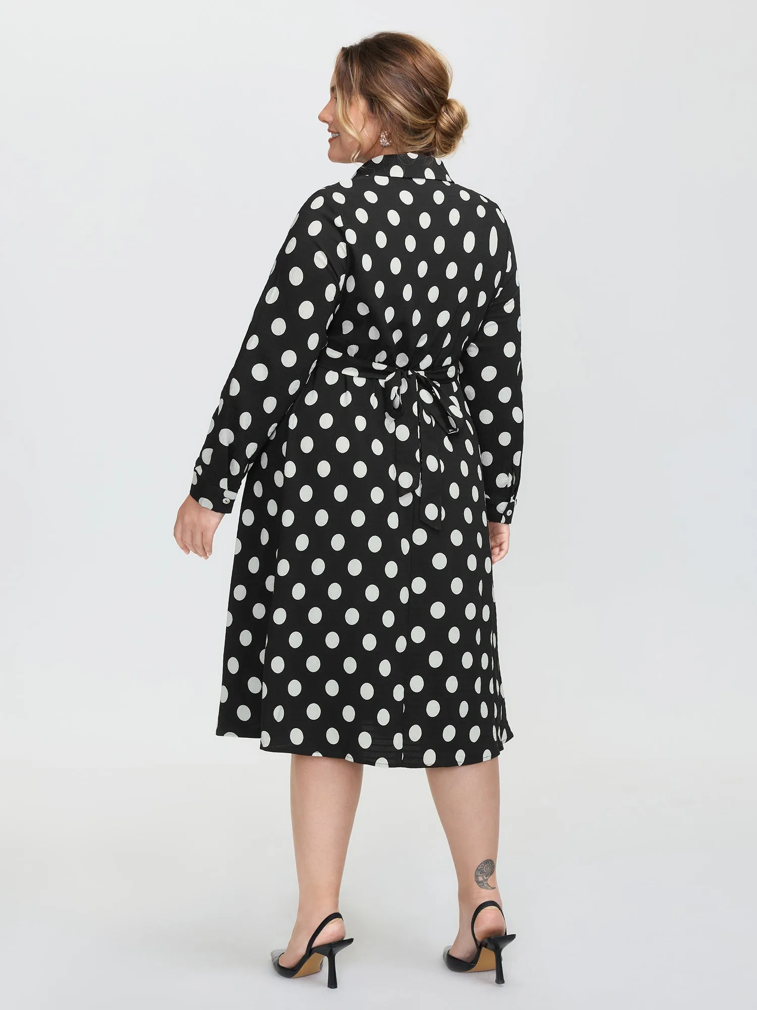 Polka Dots Crossover Pleated Waist Midi Dress sold by Bloomchic product image thumbnail 4