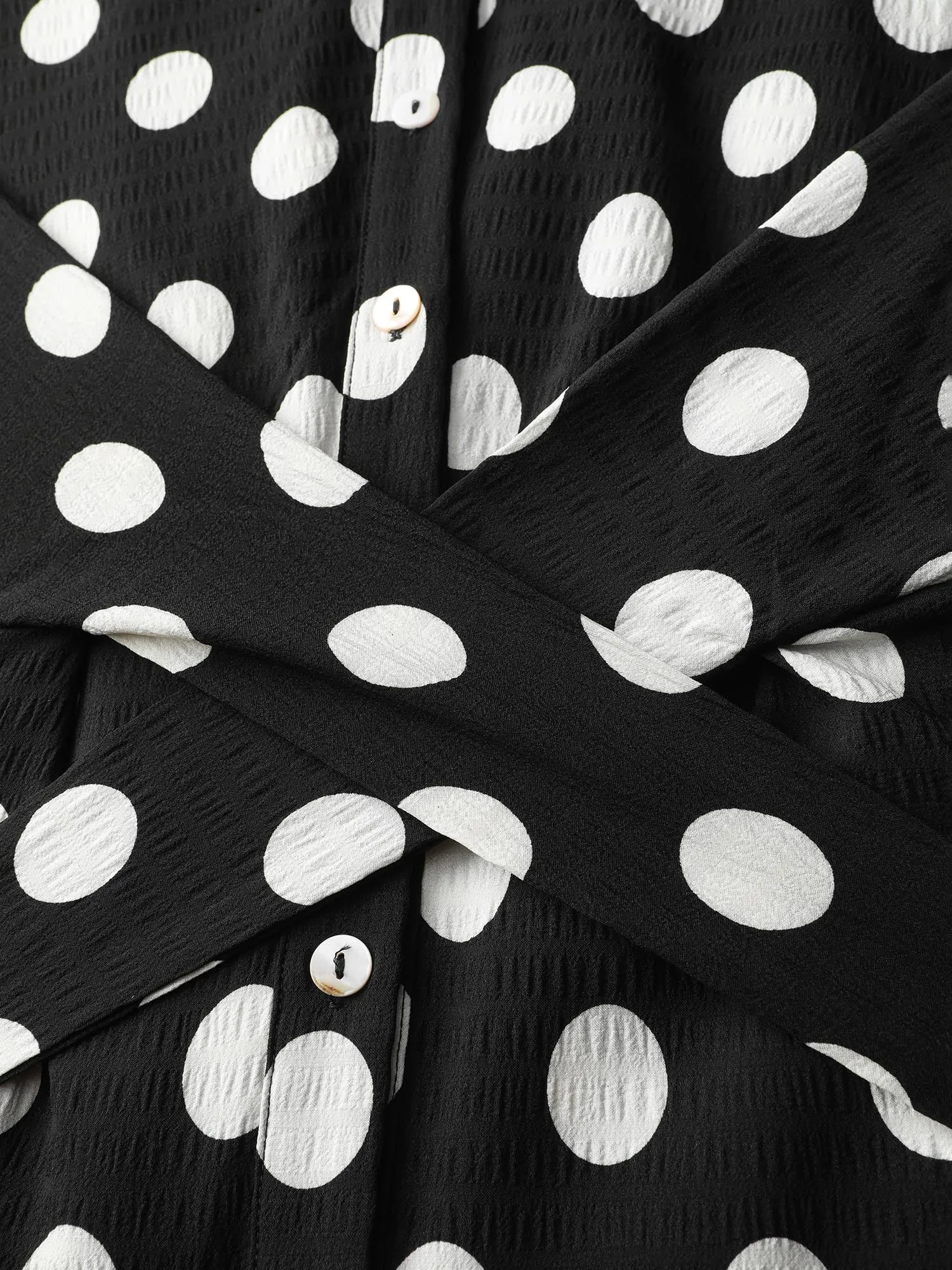 Polka Dots Crossover Pleated Waist Midi Dress sold by Bloomchic product image thumbnail 5