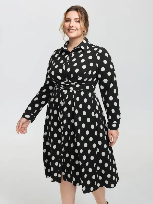 Polka Dots Crossover Pleated Waist Midi Dress sold by Bloomchic