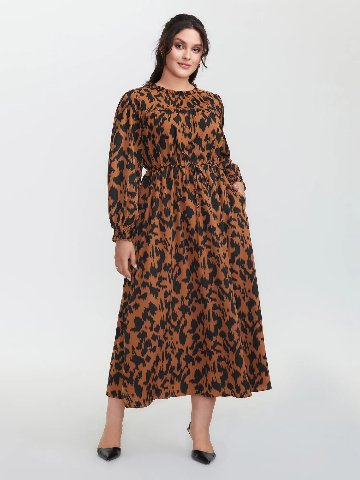 Leopard Print Pockets Lace Maxi Dress sold by Bloomchic product image thumbnail 3