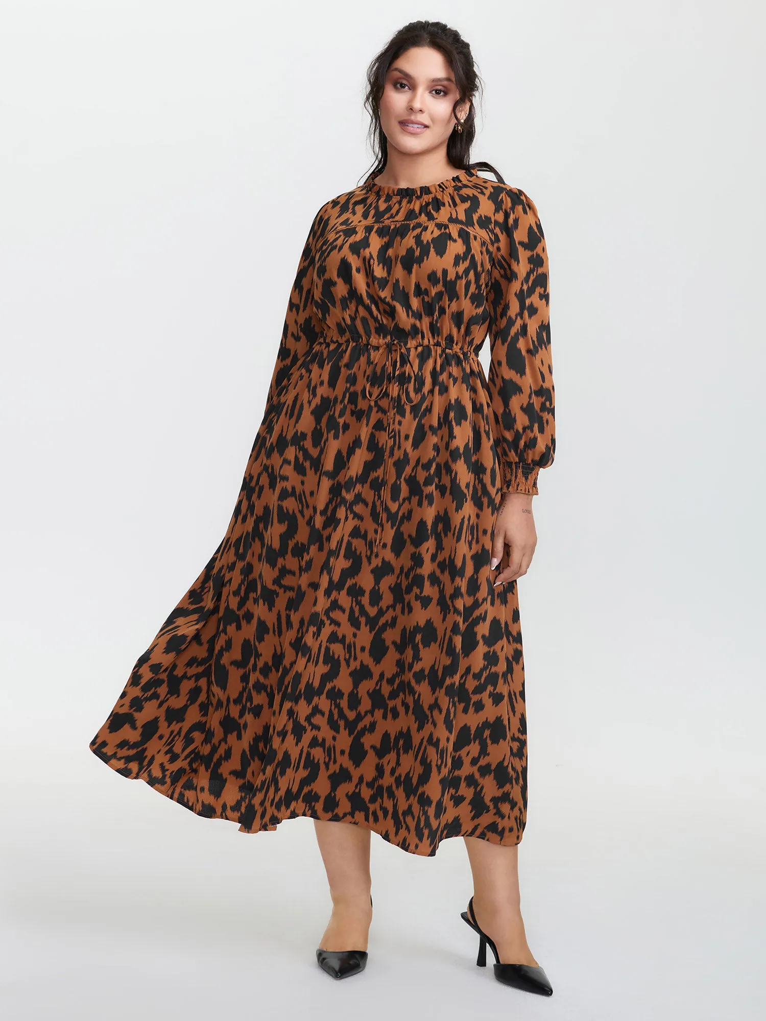 Leopard Print Pockets Lace Maxi Dress sold by Bloomchic