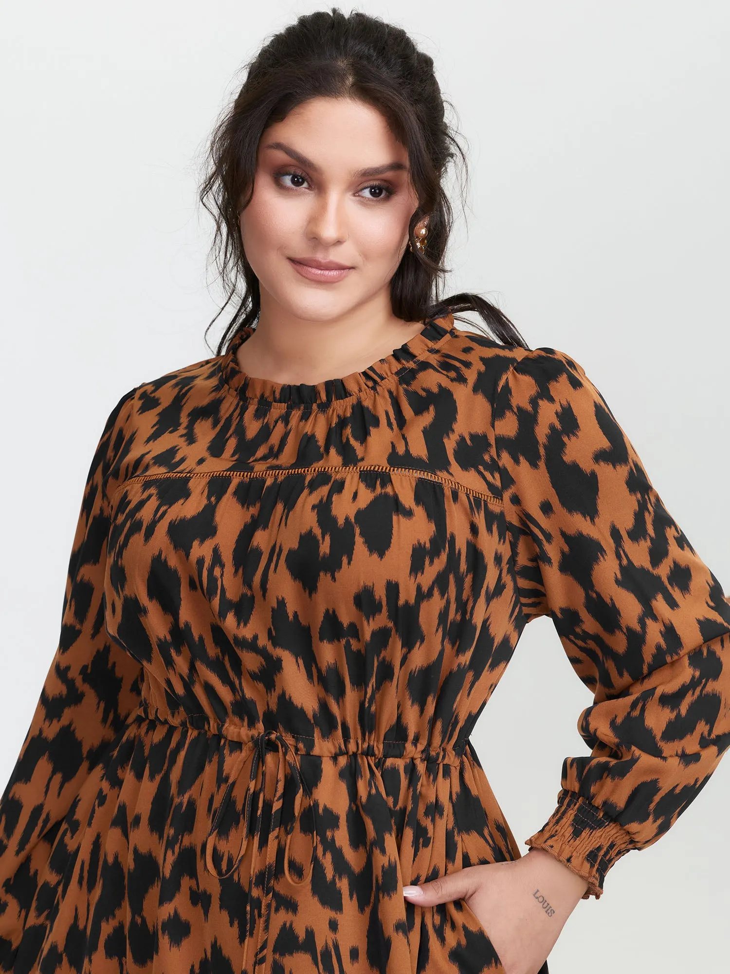 Leopard Print Pockets Lace Maxi Dress sold by Bloomchic product image thumbnail 2