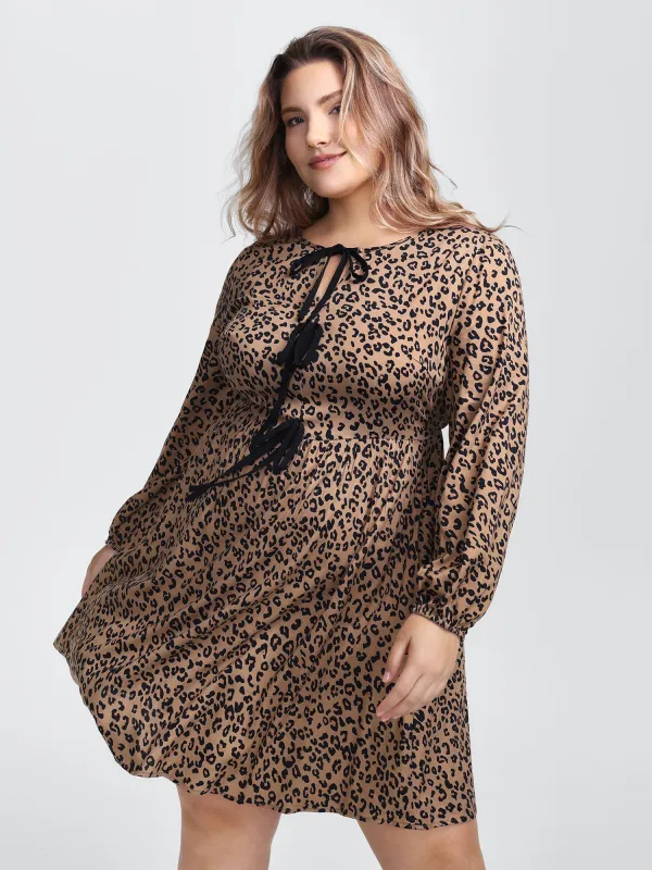 Supersoft Leopard Print Knots Mini Dress sold by Bloomchic