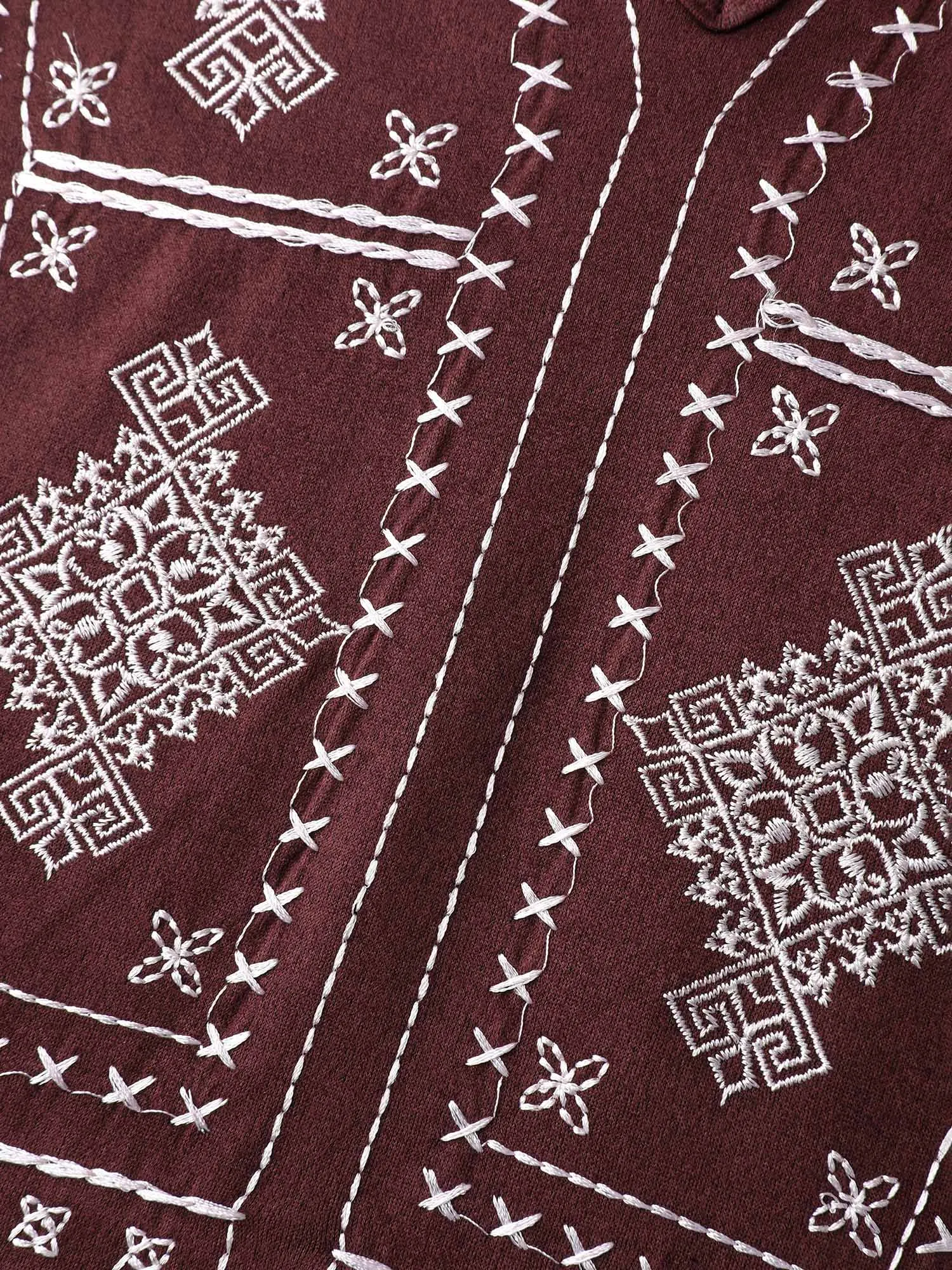 Boho Embroidery Notched Neckline Mini Dress sold by Bloomchic product image thumbnail 5