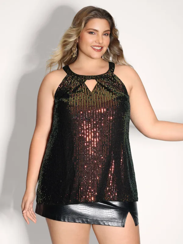 Shimmery Sequin Halter Tank Top sold by Bloomchic