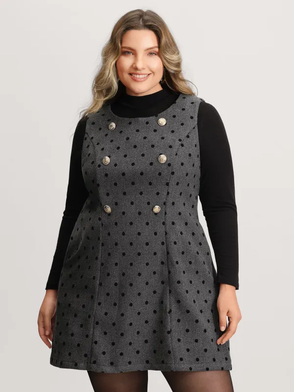Polka-Dot Pockets Button Mini Dress sold by Bloomchic
