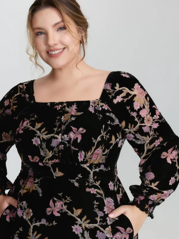 Floral Print Bust-Ease Luxe Knee-Length Dress sold by Bloomchic