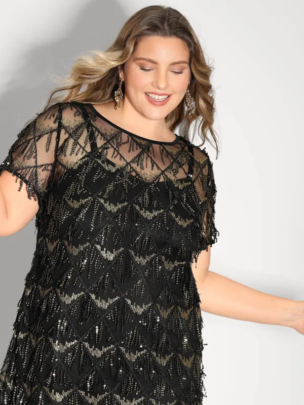 Two-Piece Fringe Sequin Mini Dress sold by Bloomchic