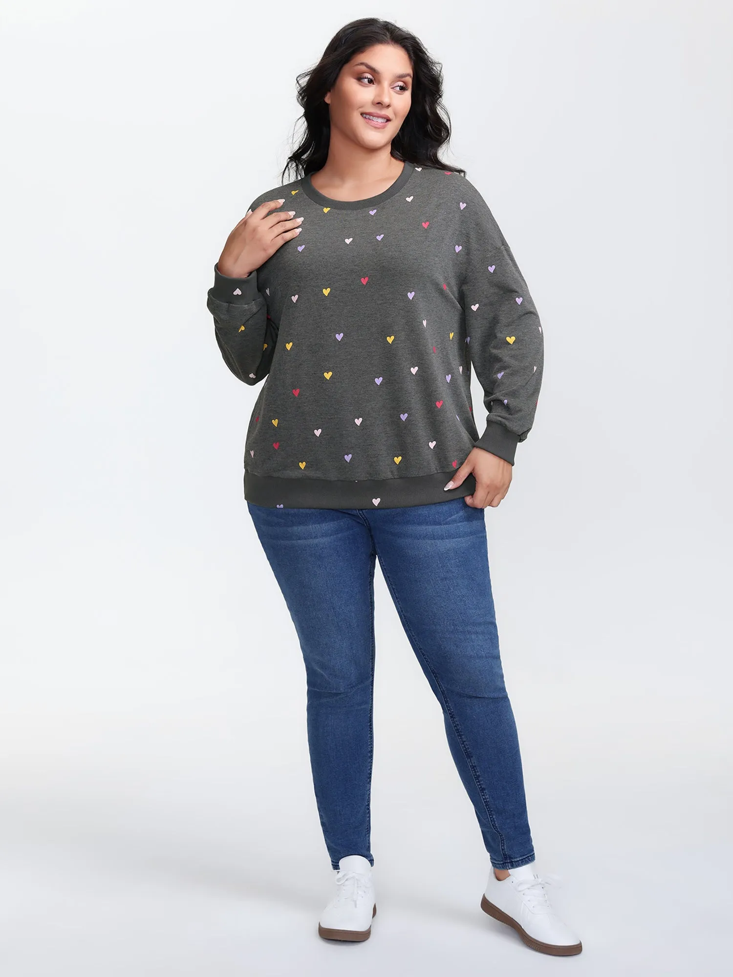 Supersoft Heart Print Ribbed Sweatshirt sold by Bloomchic product image thumbnail 3