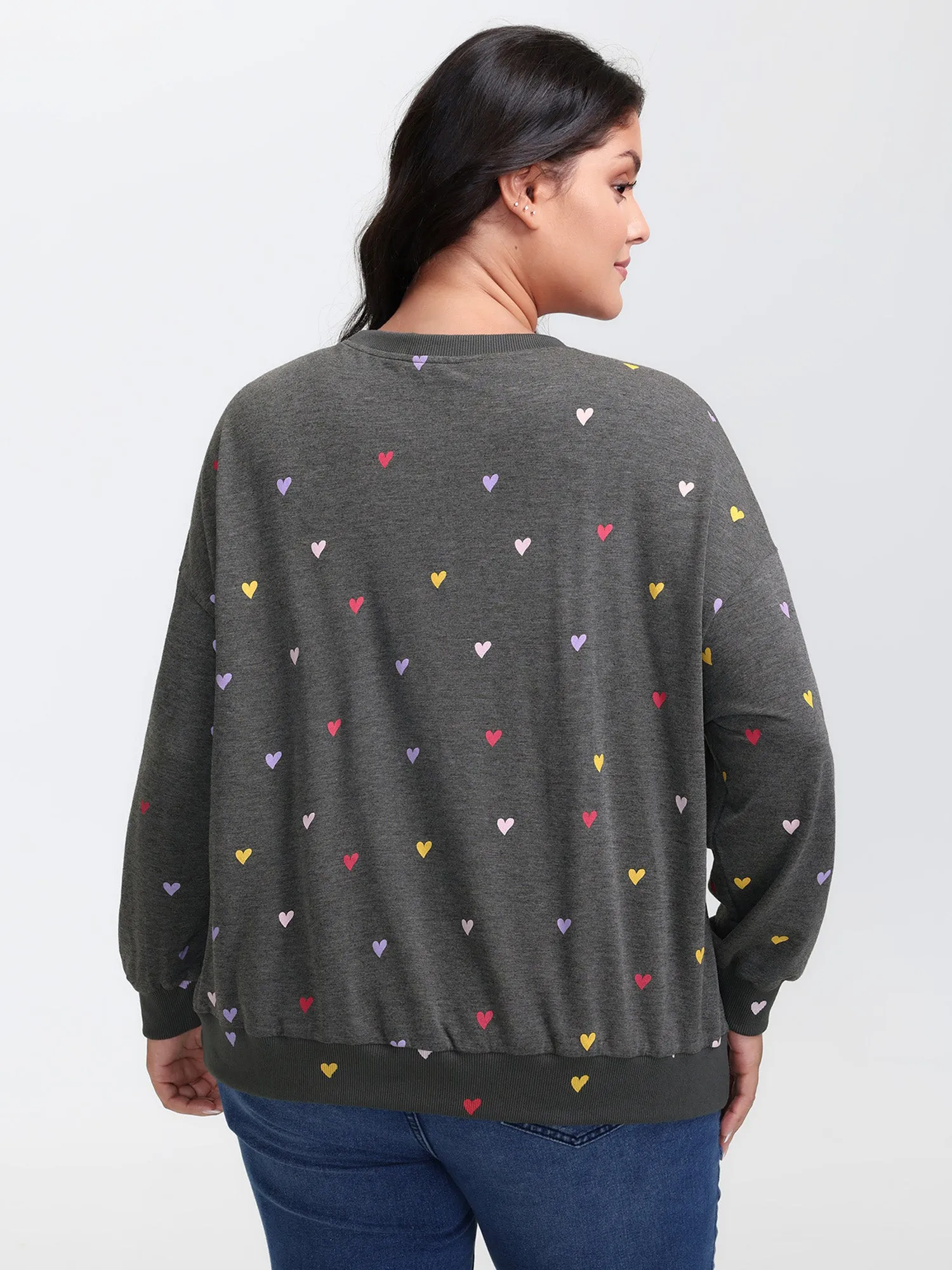 Supersoft Heart Print Ribbed Sweatshirt sold by Bloomchic product image thumbnail 4