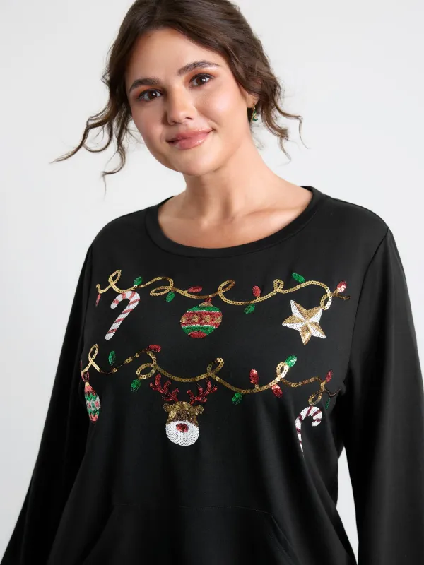 Supersoft Sequin Embroidery Sweatshirt sold by Bloomchic