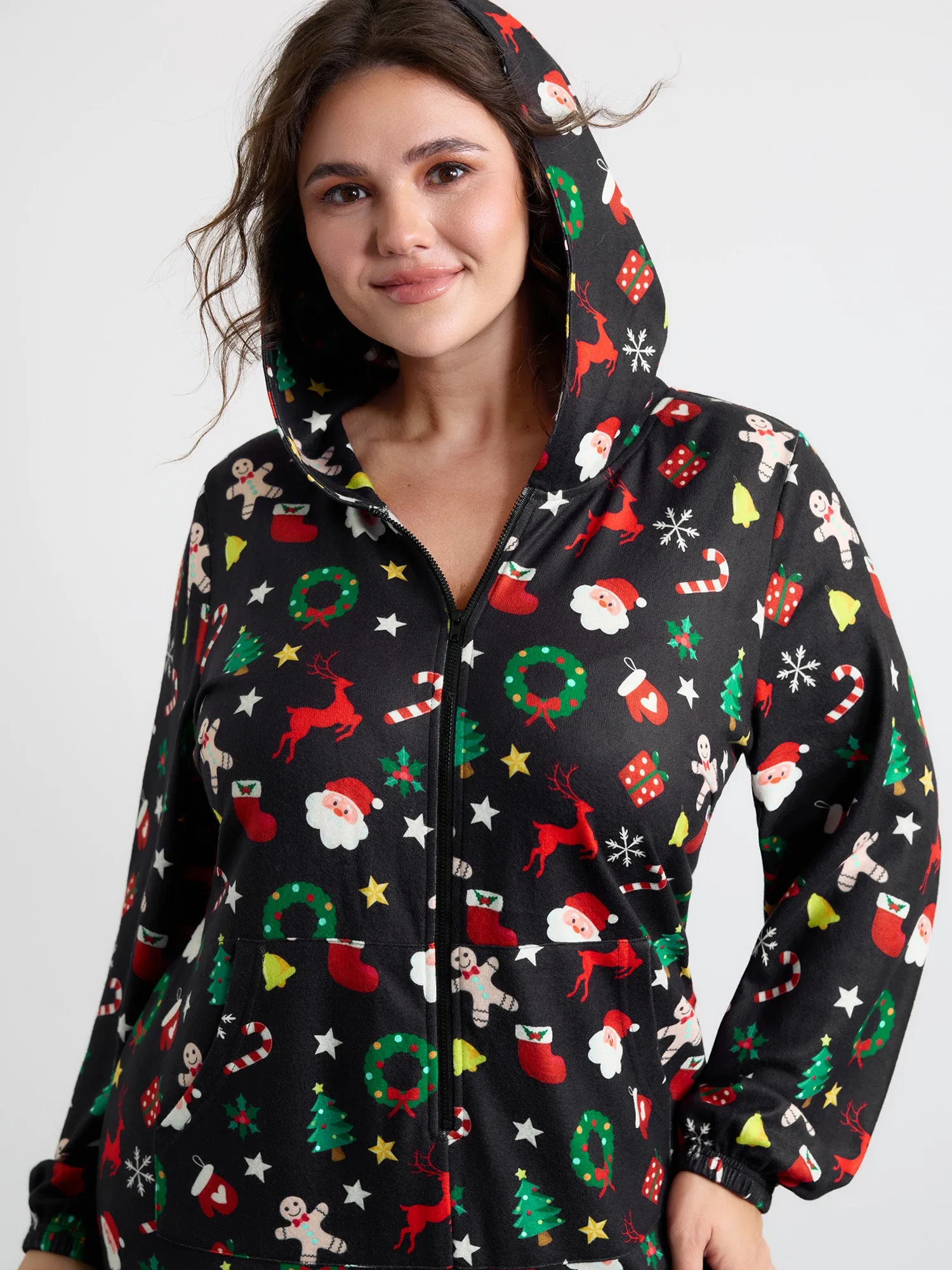 Holiday Spirit Pockets Hooded Sleep Jumpsuit sold by Bloomchic product image thumbnail 2