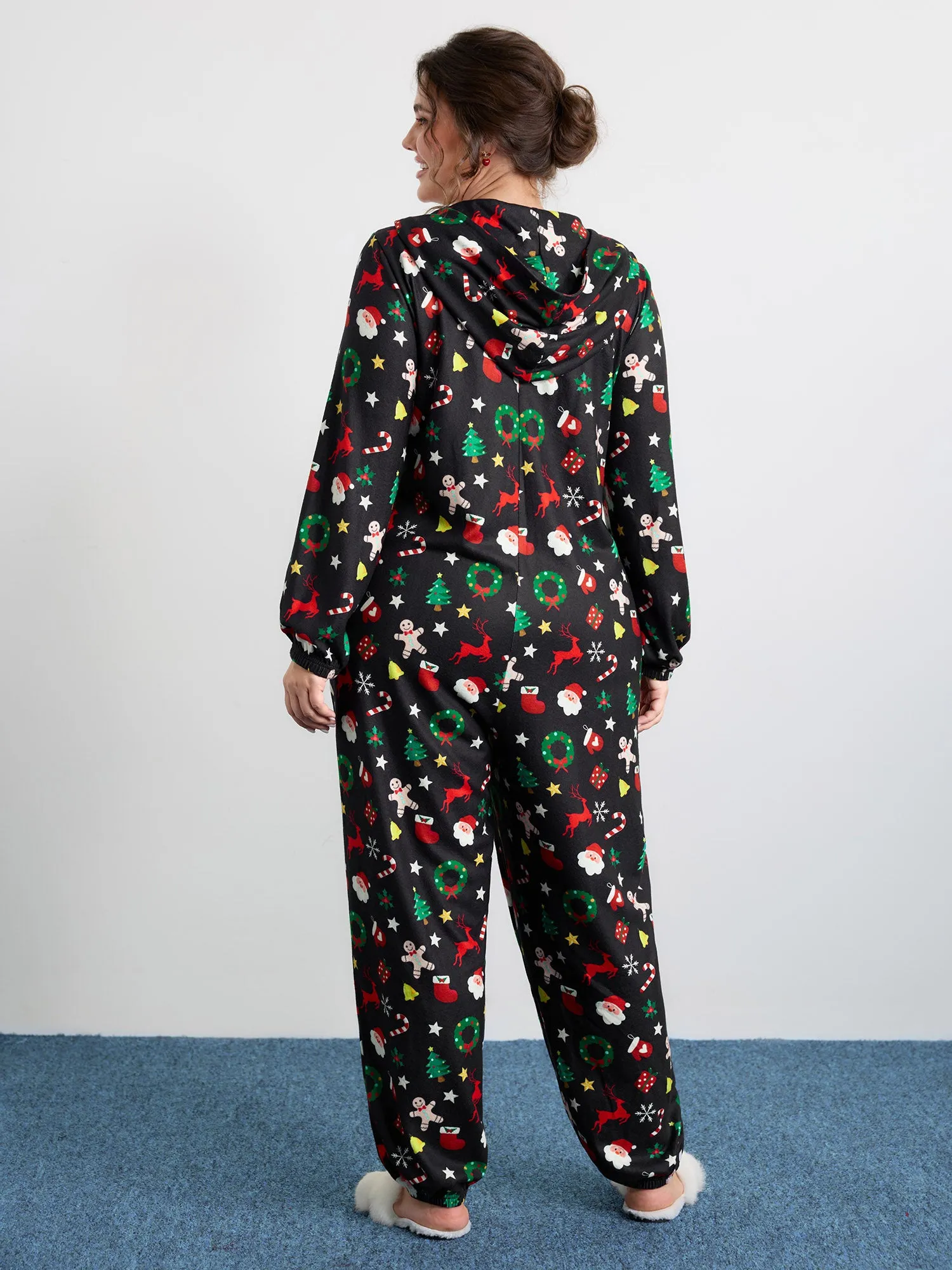 Holiday Spirit Pockets Hooded Sleep Jumpsuit sold by Bloomchic product image thumbnail 4