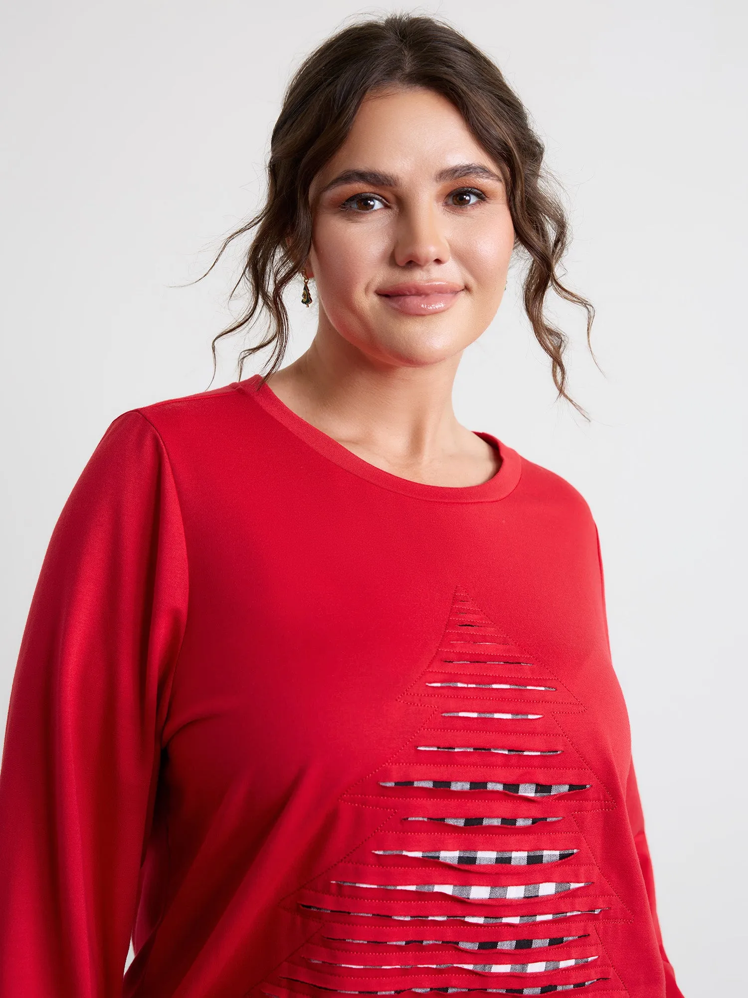 Supersoft Christmas Tree Applique Embroidery Sweatshirt sold by Bloomchic product image thumbnail 2
