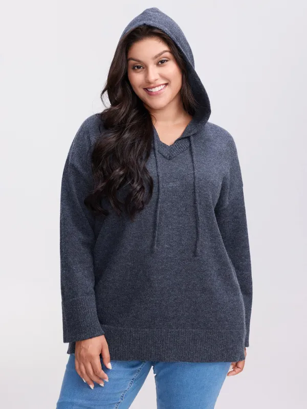Straight-Sleeve Hooded Solid Pullover sold by Bloomchic