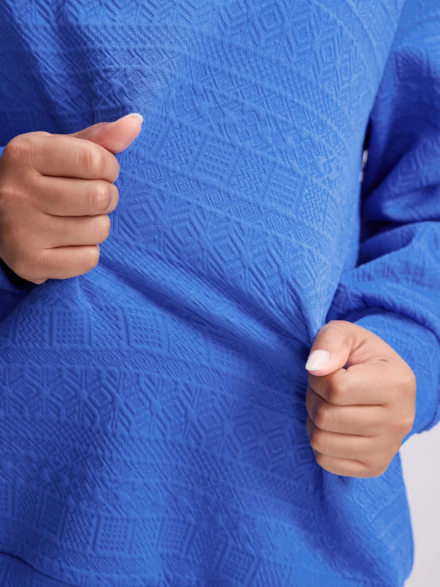 Textured Half-Zipper Stretchy Sweatshirt sold by Bloomchic product image thumbnail 3