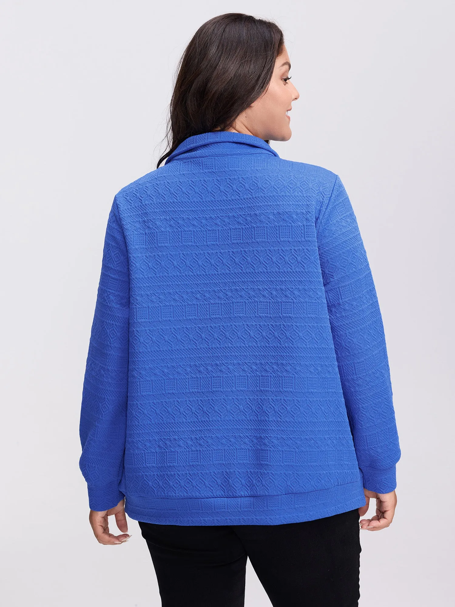 Textured Half-Zipper Stretchy Sweatshirt sold by Bloomchic product image thumbnail 5