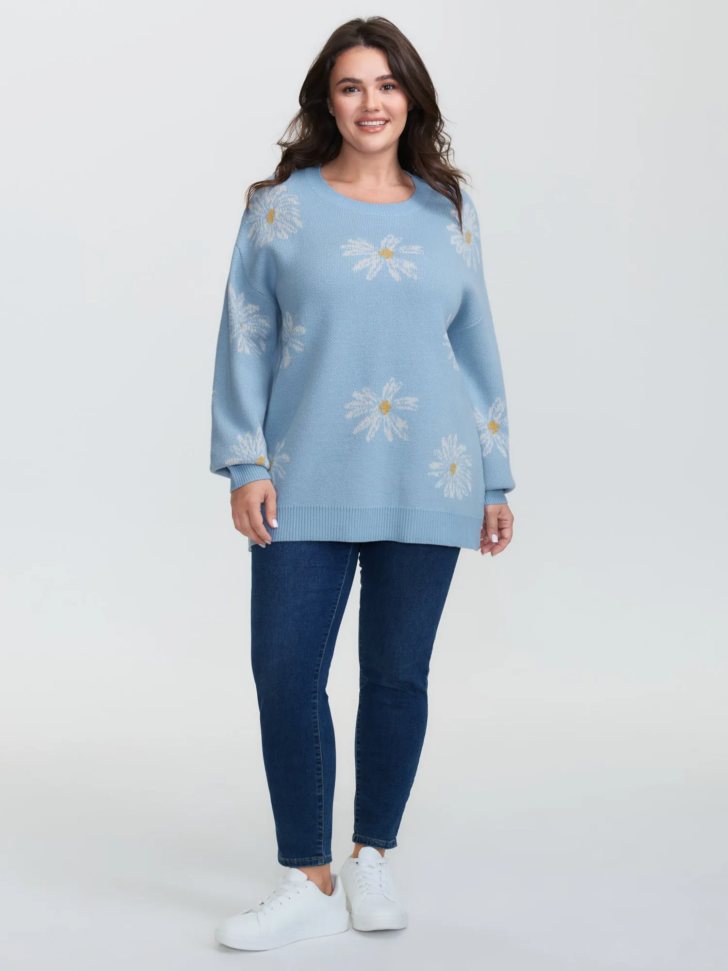 Floral Jacquard Color Contrast Pullover sold by Bloomchic product image thumbnail 3