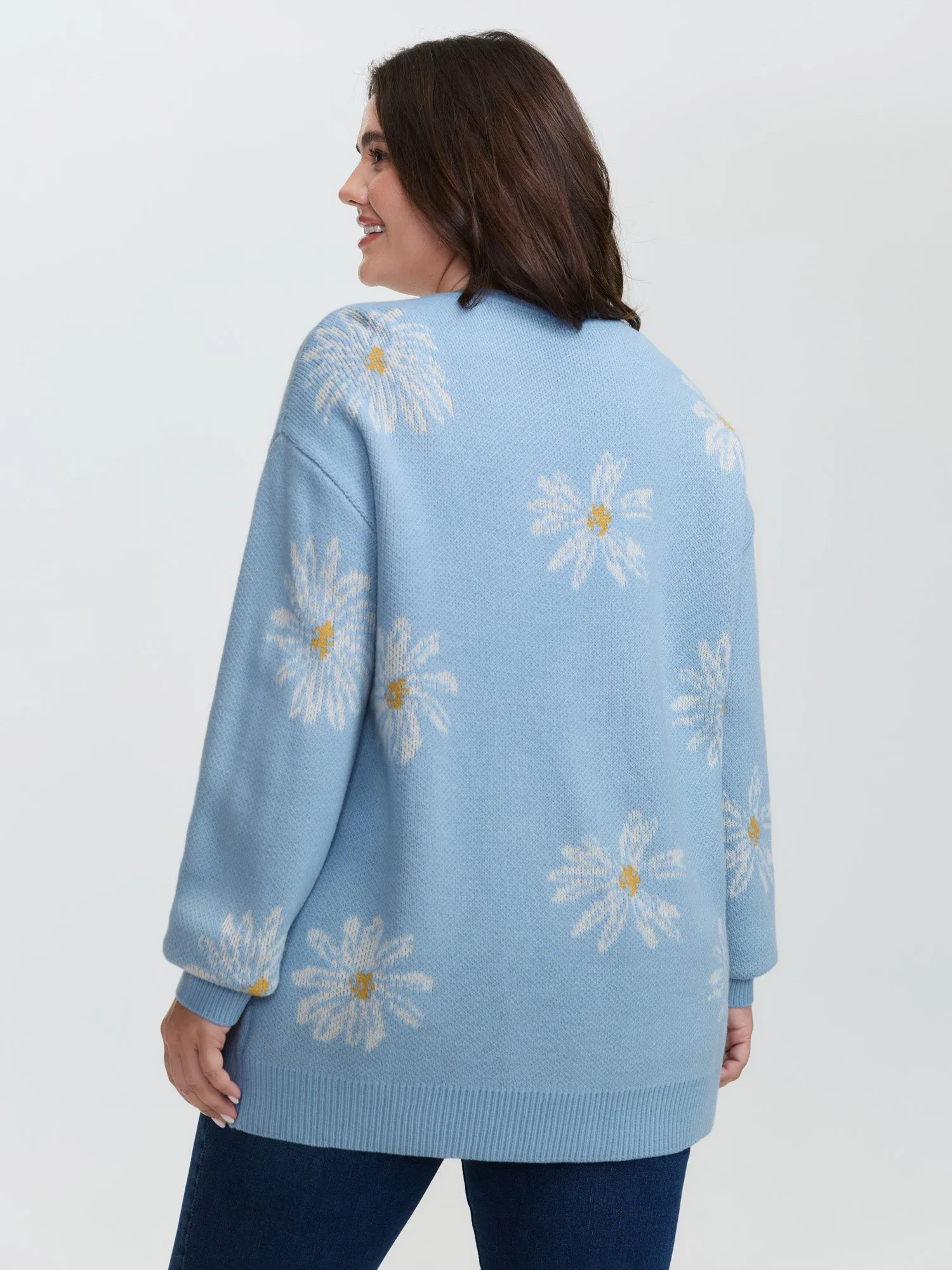 Floral Jacquard Color Contrast Pullover sold by Bloomchic product image thumbnail 4