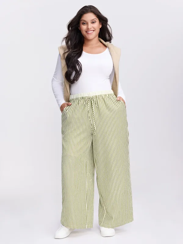 Stripes Layered Contrast Drawstring Pants sold by Bloomchic
