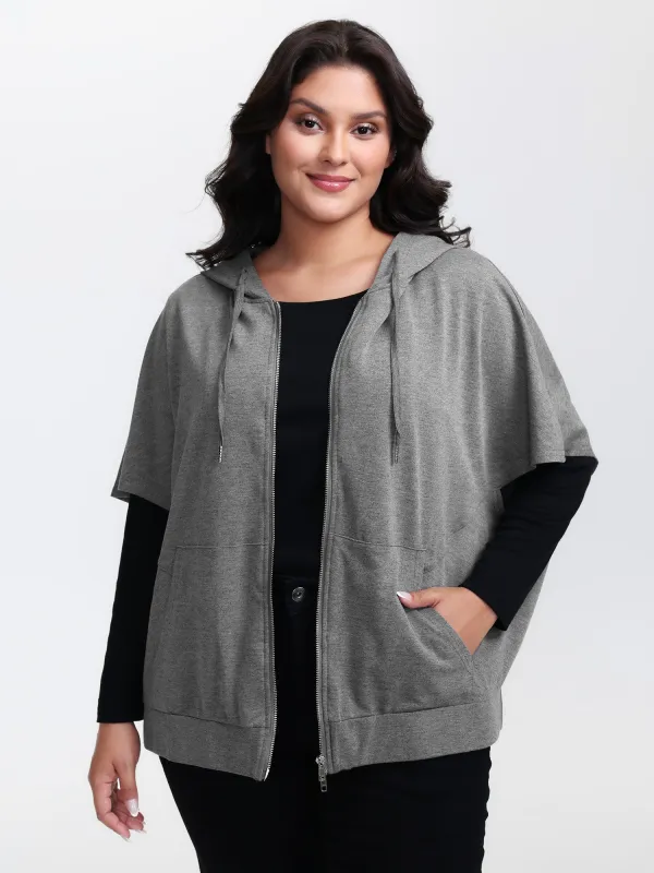 Supersoft Cloak Style Zipper Hooded Jacket sold by Bloomchic