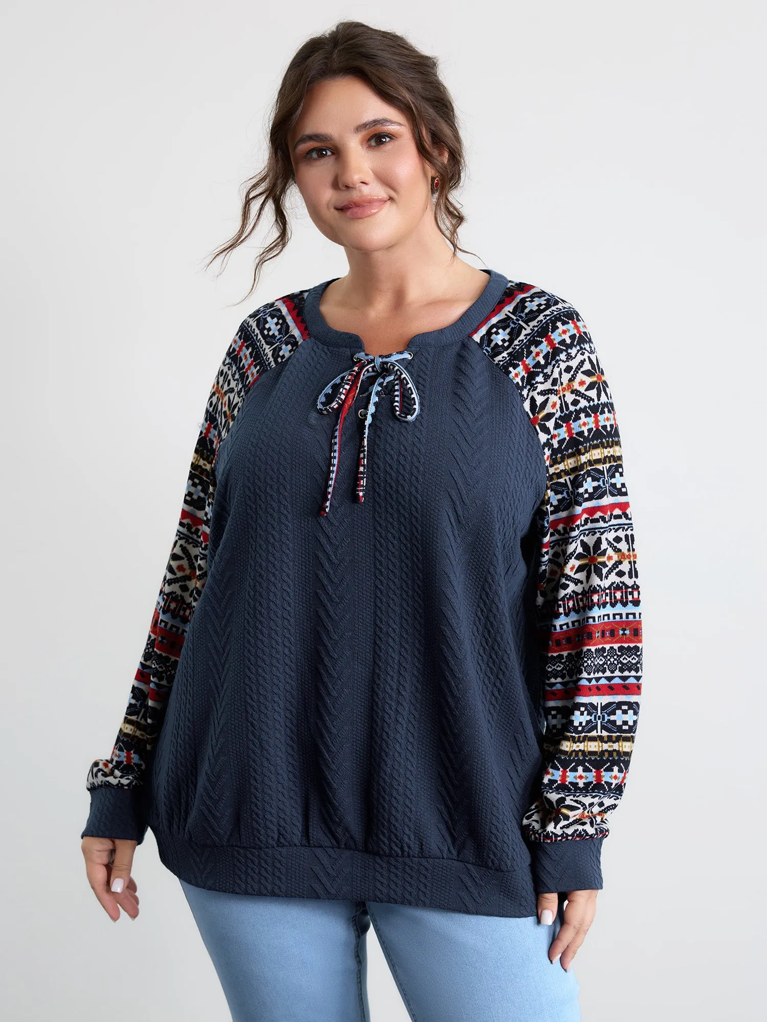 Color Contrast Stripes Raglan Sleeve Sweatshirt sold by Bloomchic