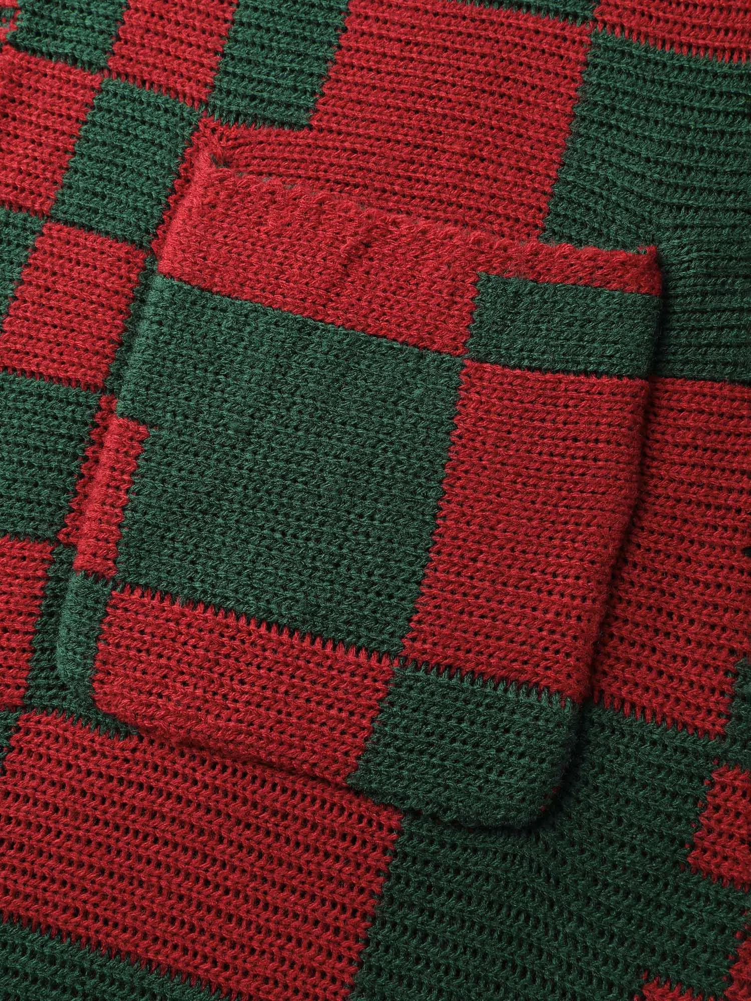 Holiday Checkered Open-Front Knit Cardigan sold by Bloomchic product image thumbnail 5