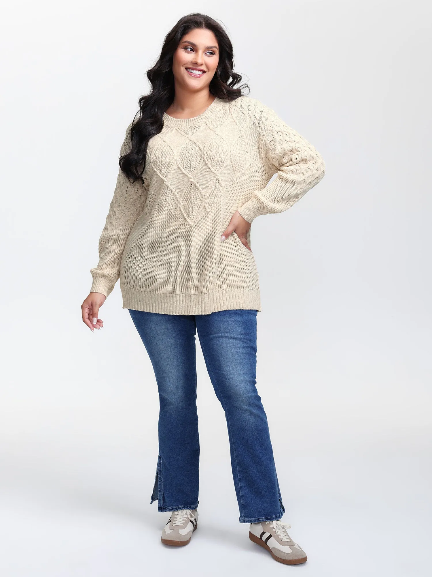 Textured Round Neck Ribbed Pullover sold by Bloomchic product image thumbnail 3
