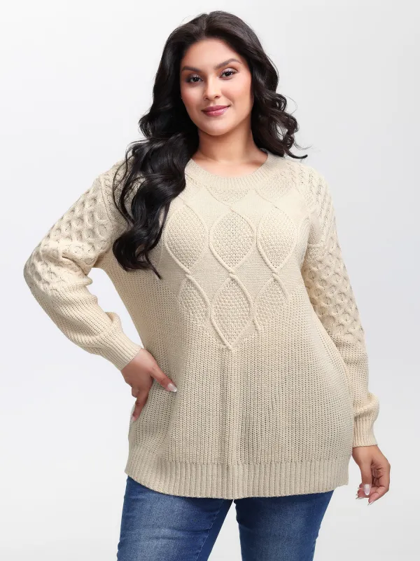 Textured Round Neck Ribbed Pullover sold by Bloomchic