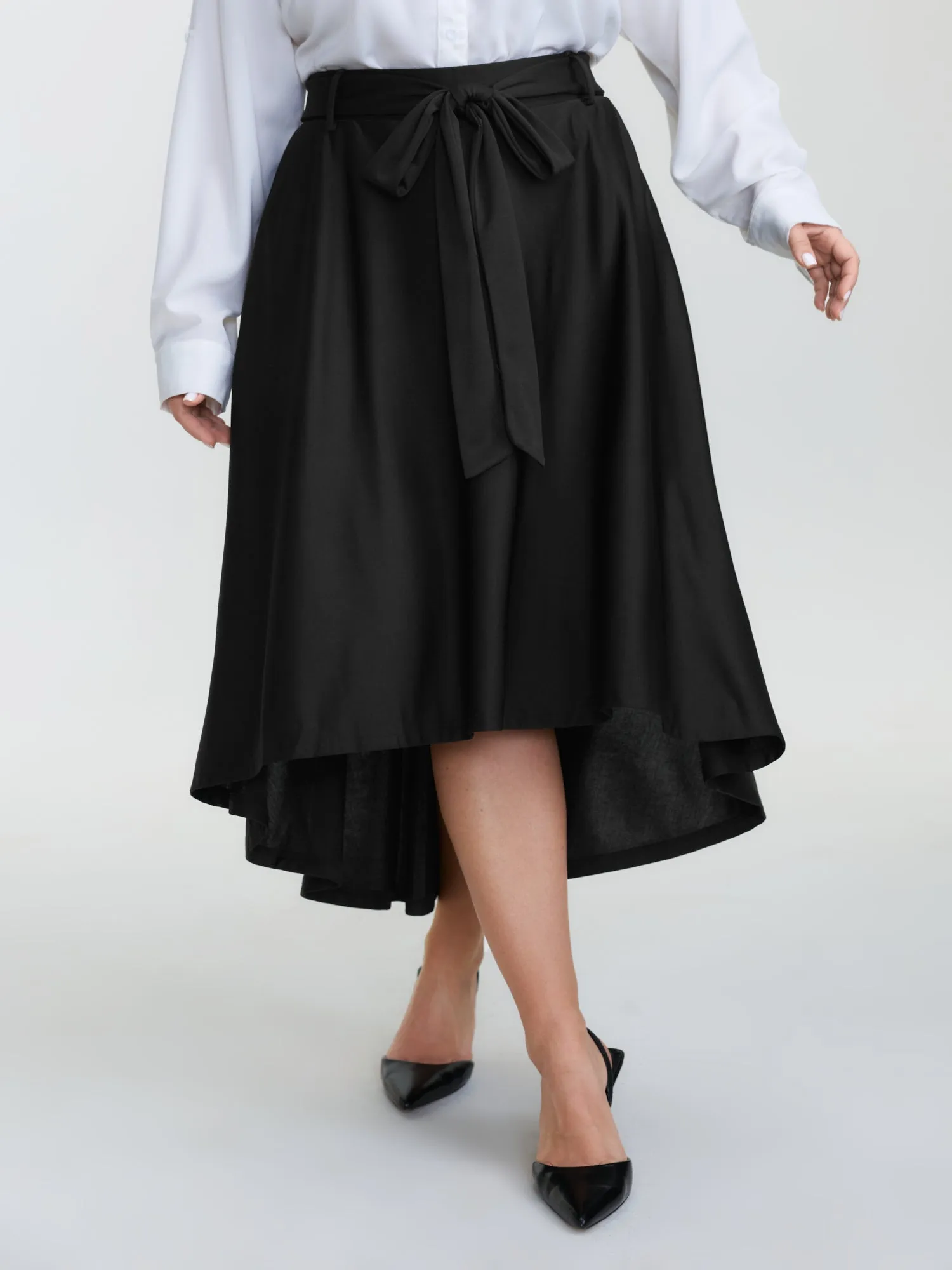 Belted Waist High-Low Hem Midi Skirt sold by Bloomchic product image thumbnail 2