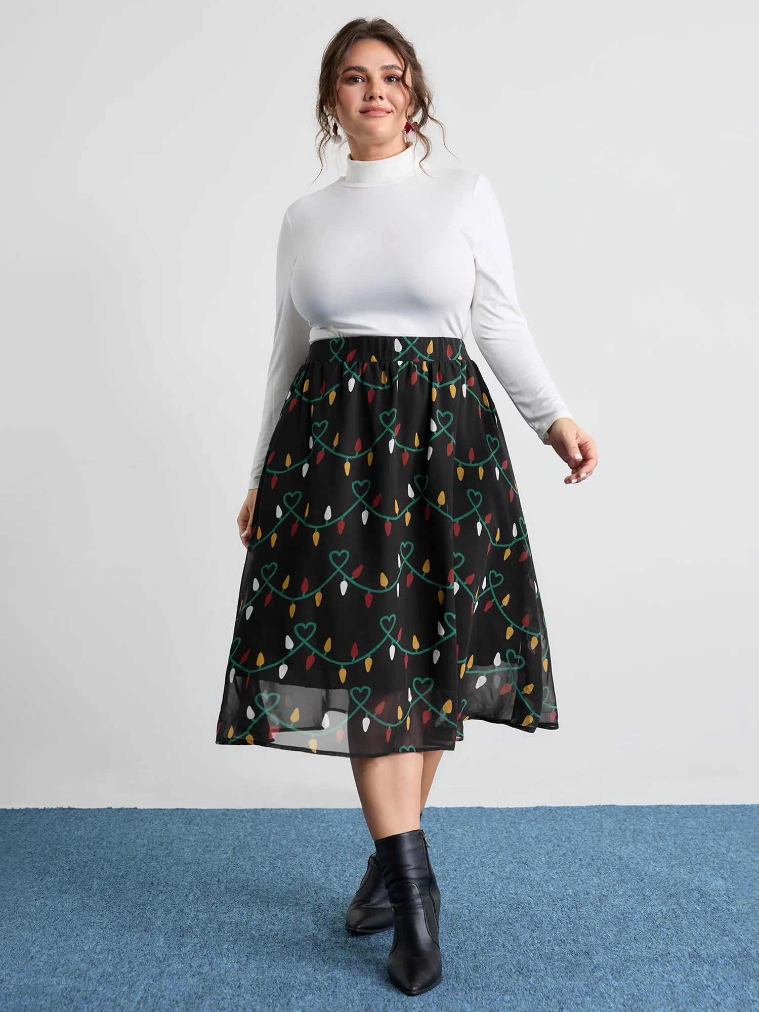 Tweed Fairy Lights Pockets Midi Skirt sold by Bloomchic product image thumbnail 2