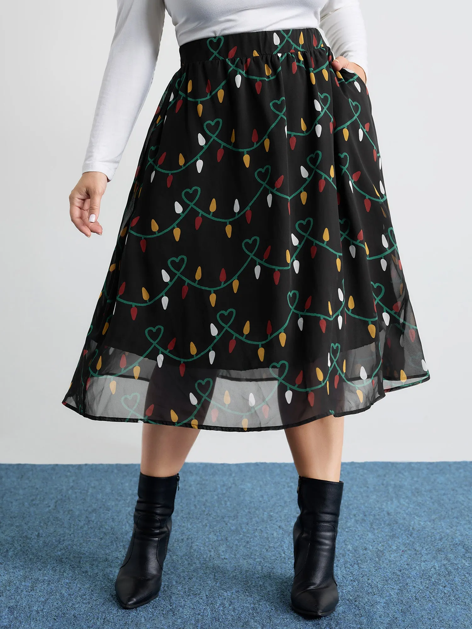 Tweed Fairy Lights Pockets Midi Skirt sold by Bloomchic