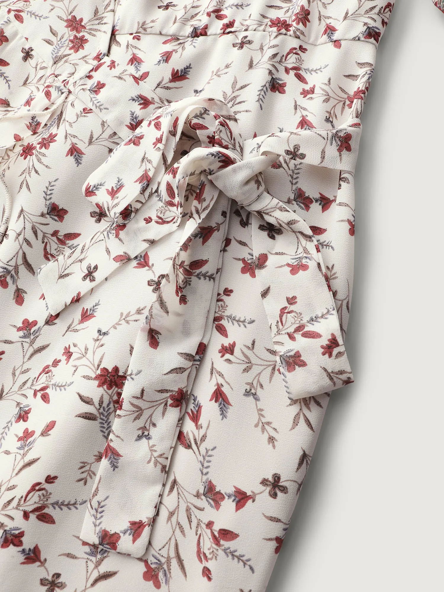 Chiffon Floral Wrap Ruffled Mini Dress sold by Bloomchic product image thumbnail 5