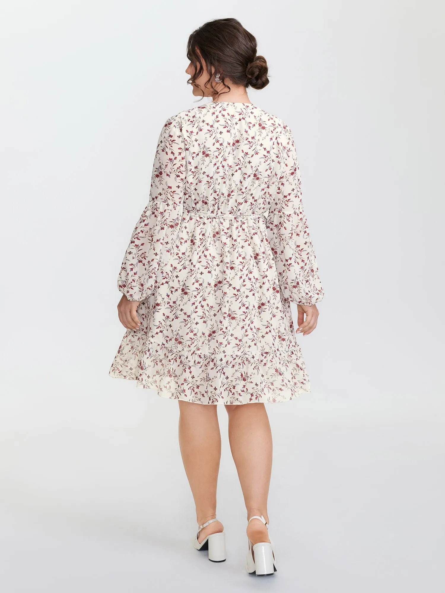 Chiffon Floral Wrap Ruffled Mini Dress sold by Bloomchic product image thumbnail 4