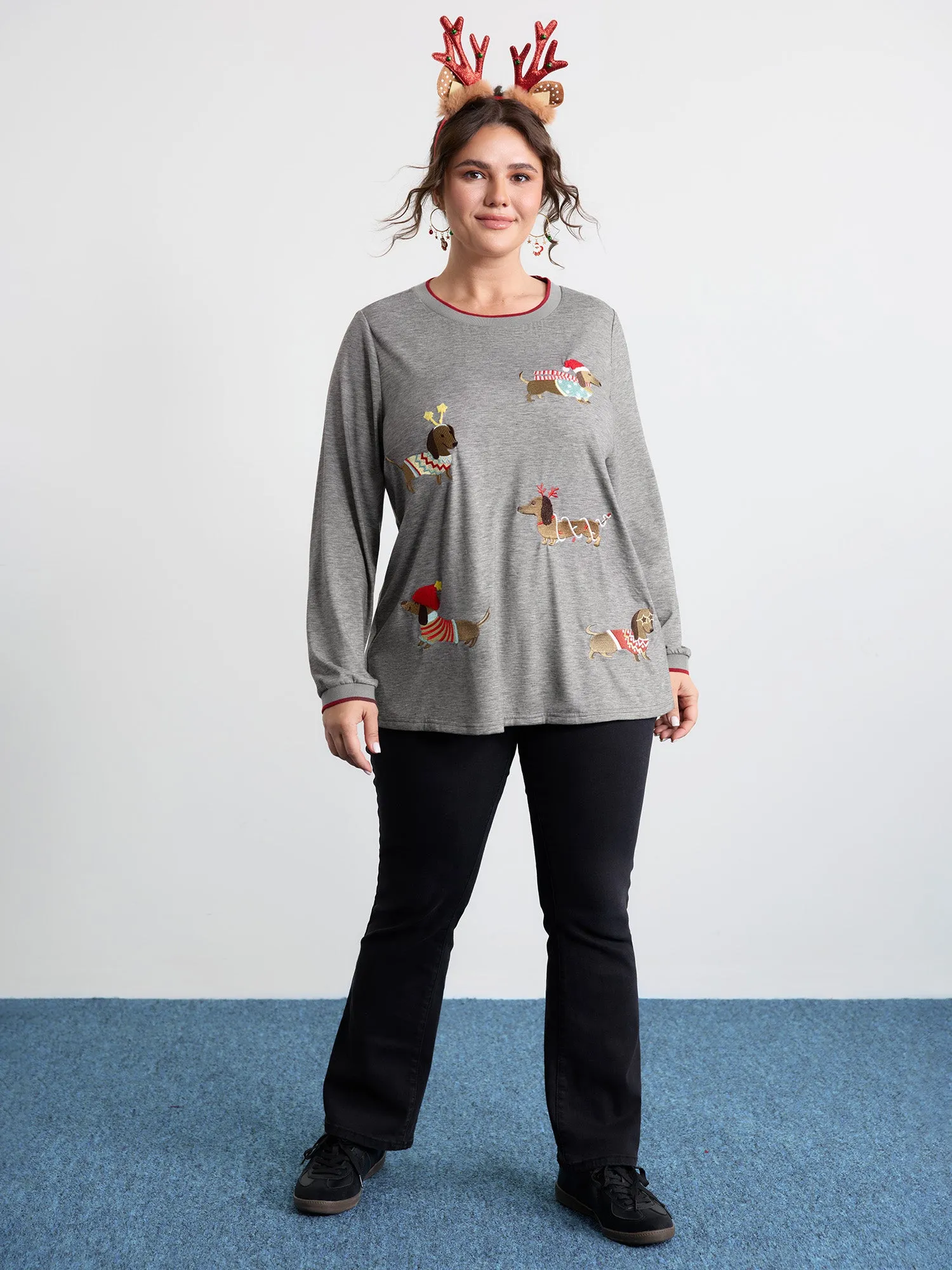 Supersoft Puppy Embroidery Contrast T-Shirt sold by Bloomchic product image thumbnail 3