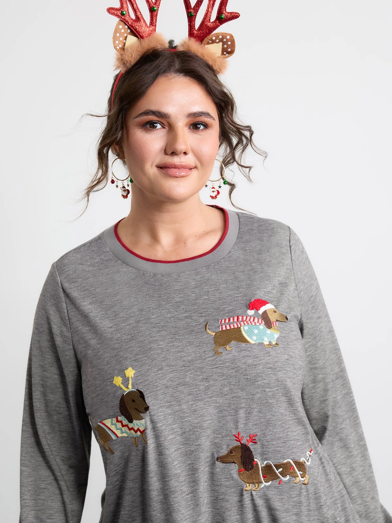 Supersoft Puppy Embroidery Contrast T-Shirt sold by Bloomchic product image thumbnail 2