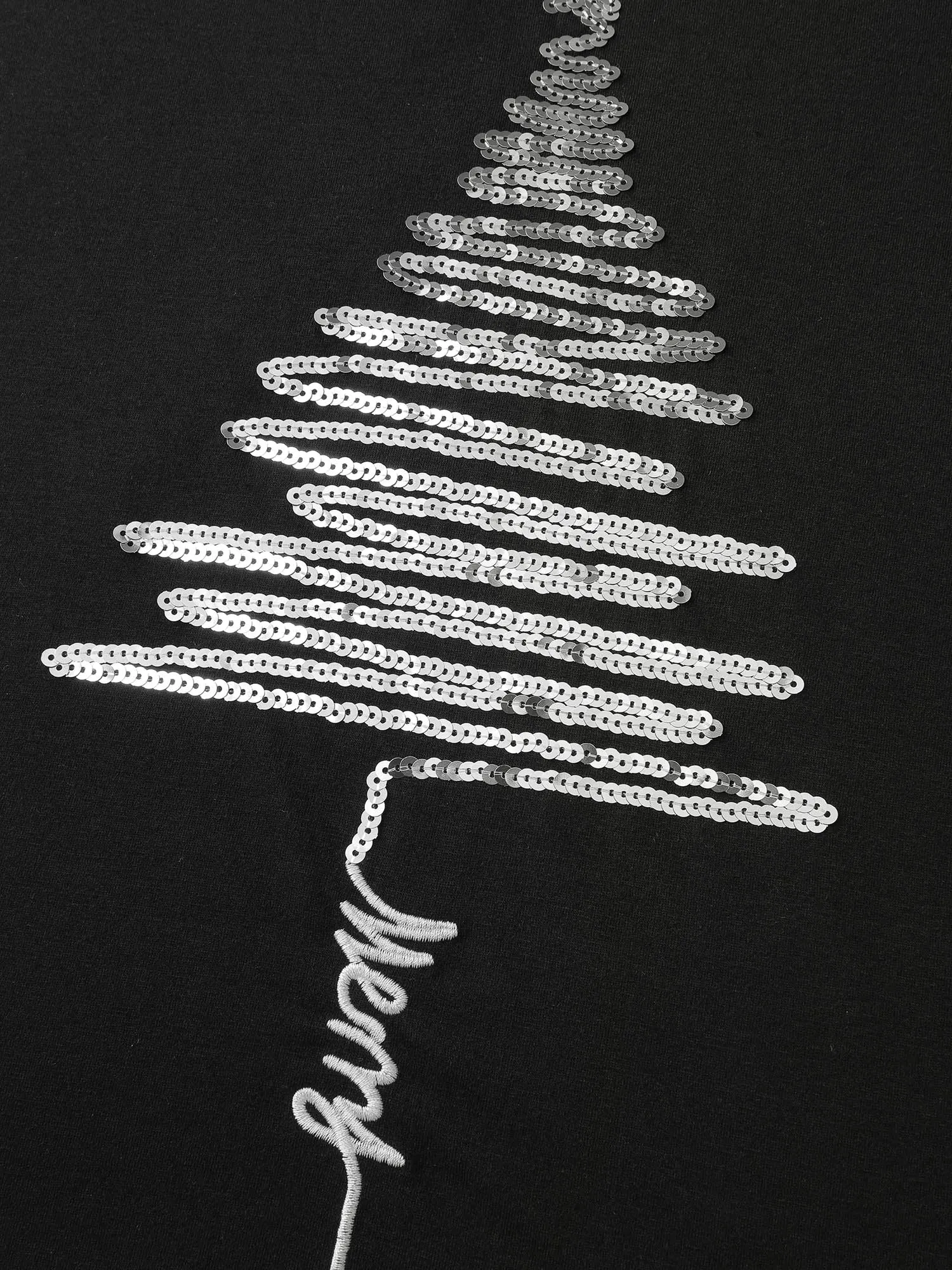Sequin Cord Embroidered Tree Round Neck T-Shirt sold by Bloomchic product image thumbnail 5