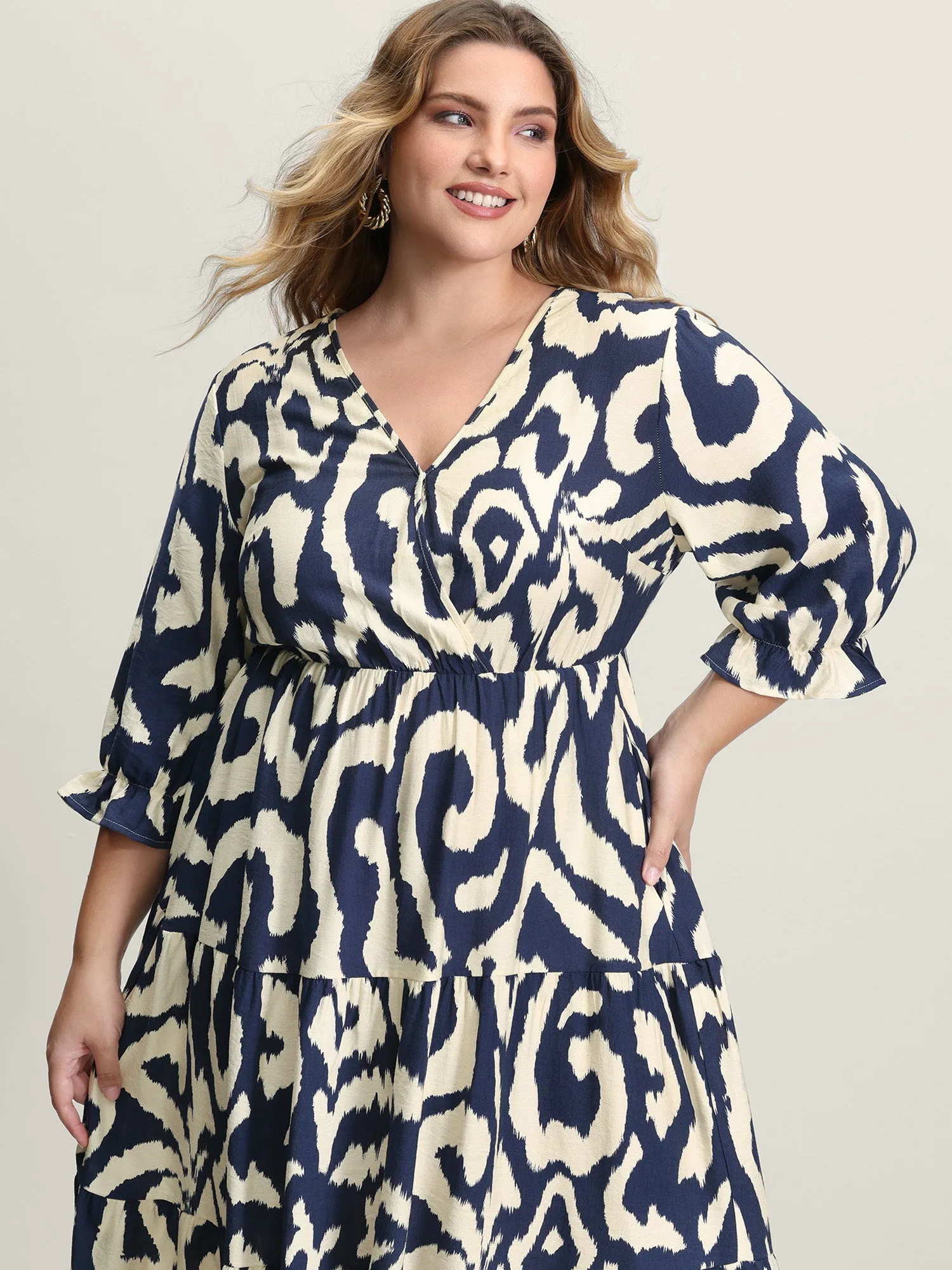 Abstract Print Cinched-Waist Midi Dress sold by Bloomchic product image thumbnail 2