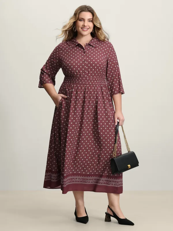 Geometric Print Shirred Waist Maxi Dress sold by Bloomchic