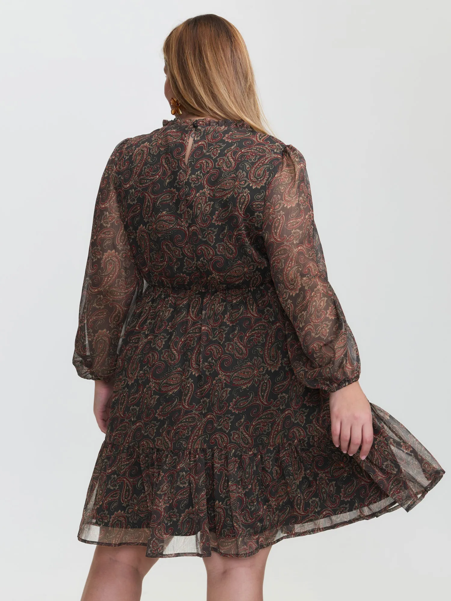 Paisley Print Sheer Flowy Mini Dress sold by Bloomchic product image thumbnail 4