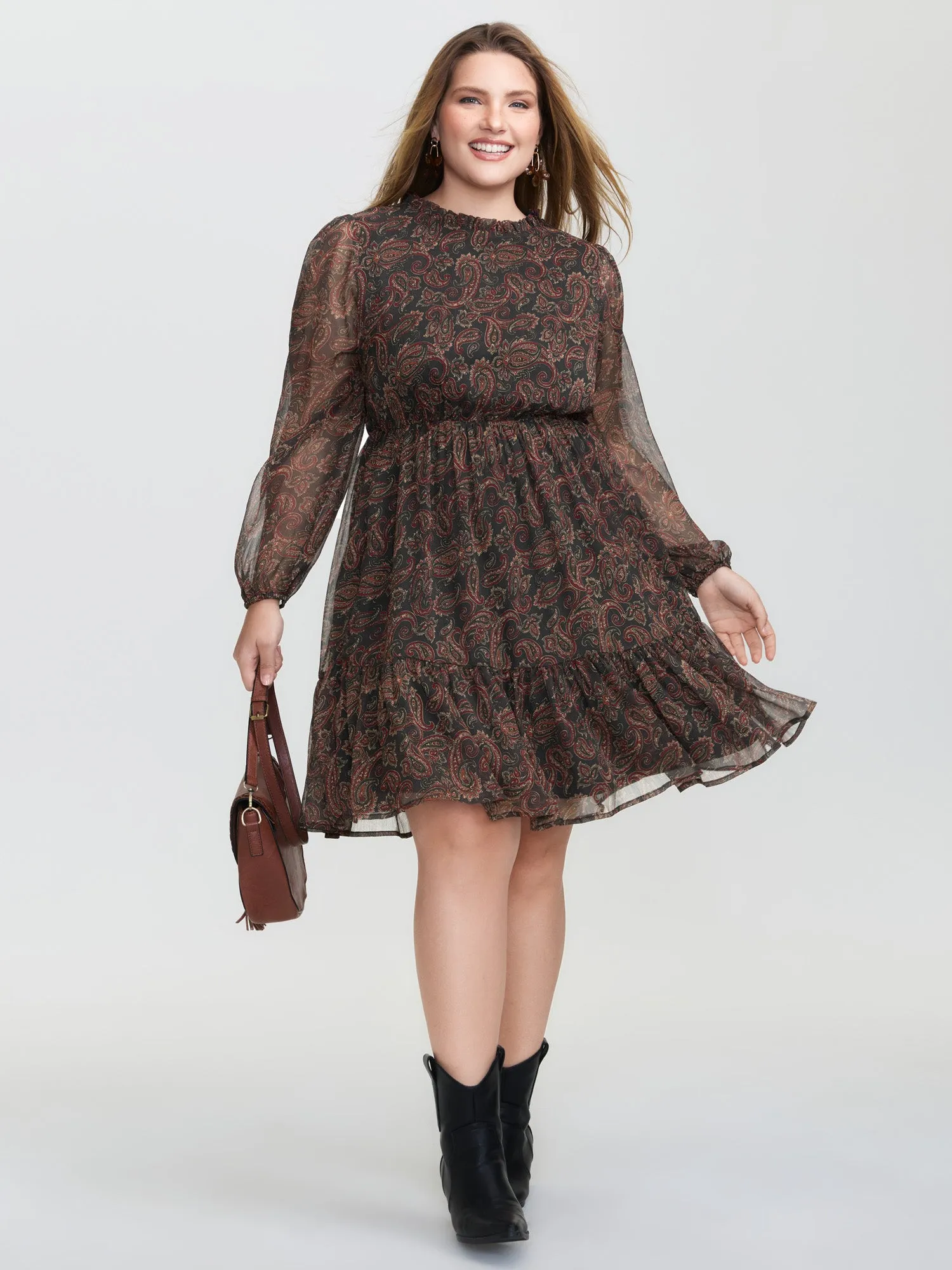 Paisley Print Sheer Flowy Mini Dress sold by Bloomchic product image thumbnail 3
