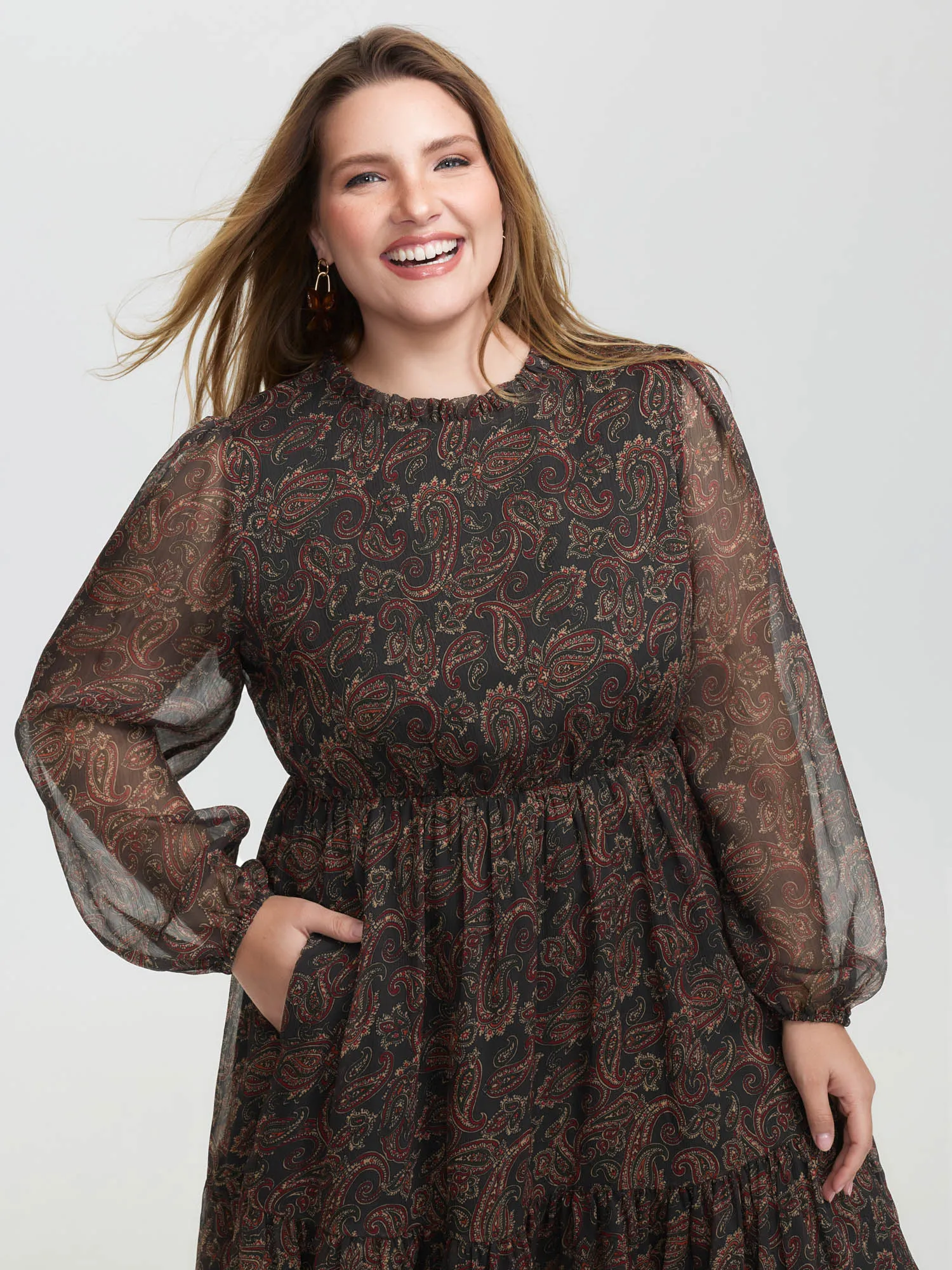 Paisley Print Sheer Flowy Mini Dress sold by Bloomchic product image thumbnail 2