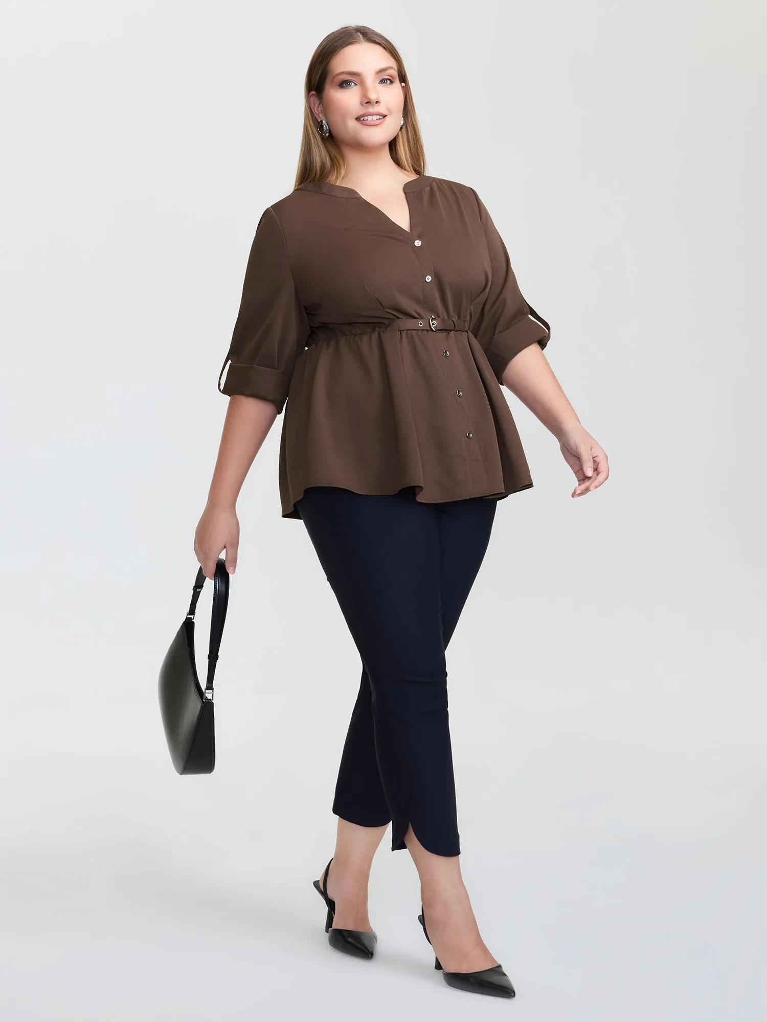 Waist Defining Tab Sleeve Blouse sold by Bloomchic product image thumbnail 3